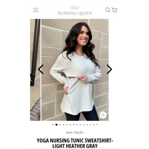 Yoga Nursing Tunic Sweatshirt- Light Heather Gray