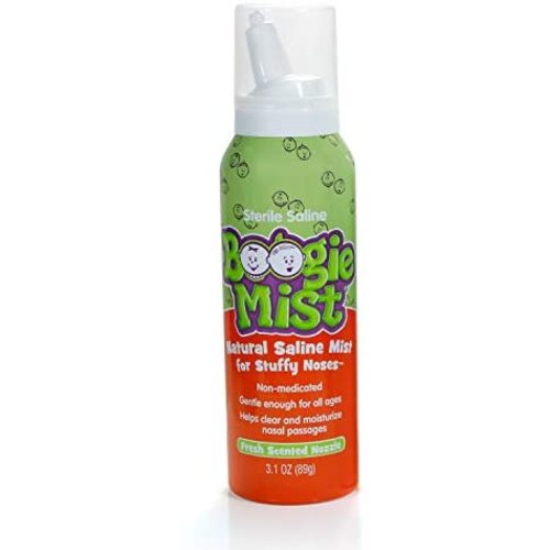Saline Nasal Spray for Baby and Kids by Boogie Mist, Decongestant, Made with Sterile Saline, Safe for Newborn, Fresh Scent, 3.1 Ounce, Transparent (816167010741)
