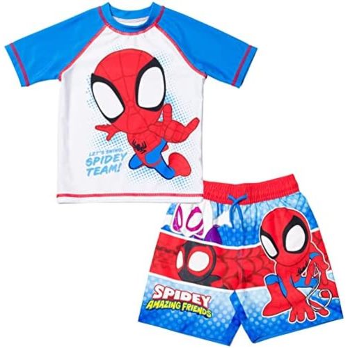 Marvel UPF 50+ Pullover Rash Guard and Swim Trunks Outfit Set Toddler to Big Kid Sizes (2T - 18-20)