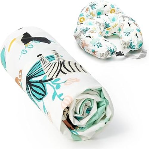 Momcozy Original Plus Size Nursing Pillow Cover, Fits All Breastfeeding Pillows, 100% Cotton Cover with Adjustable Waist Strap, Colorful Wildlife, Cover Only