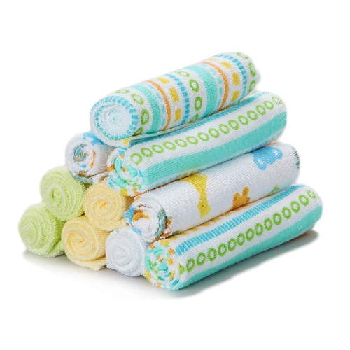 Spasilk Baby Bath Washcloth Set, Terry Bathtime Essentials, Pack of 10, Yellow Stripes