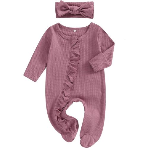 Ayalinggo Newborn Baby Girl Fall Winter Outfits Clothes Knit Jumpsuit Ruffle Romper Newborn Coming Home Outfit for Baby Girl