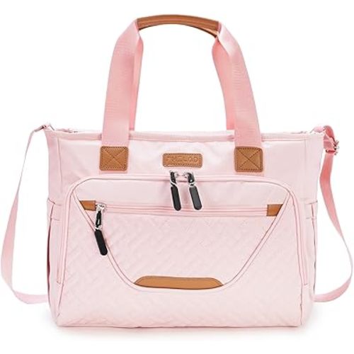 Diaper Bag Tote, Large Unisex Diaper Tote with 16 Inch Laptop Compartment, Pink