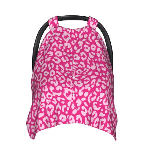 Car Seat Cover Baby - Leopard pink Carseat Covers Baby for Girl Boy, Lightweight Newborn Car Seat Canopy Breathable Soft Infant Car Seat Cover
