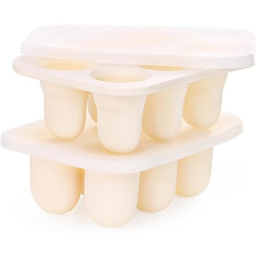 Breastmilk Popsicle Molds (2 Size), Silicone Teething Baby Food Freezer Tray Fit Feeder Pacifier Shapes, Fresh Fruit Ice Cube Tray with Lid, Durable and Easy to Remove-2 Pack