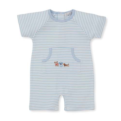 Playground Pups Blue Stripe Short Playsuit