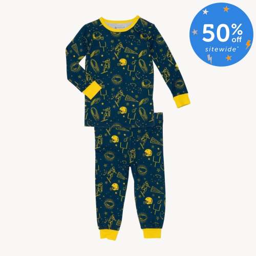 blue game day modal magnetic no drama pajama toddler long sleeve set – Magnetic Me