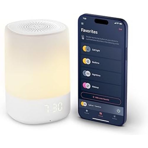 Nanit Sound and Light Smart Baby Night Light and Sound Machine | Cry Detection Alert Feature | OK to Wake Alarm Clock for Kids | Rechargeable Battery | WiFi
