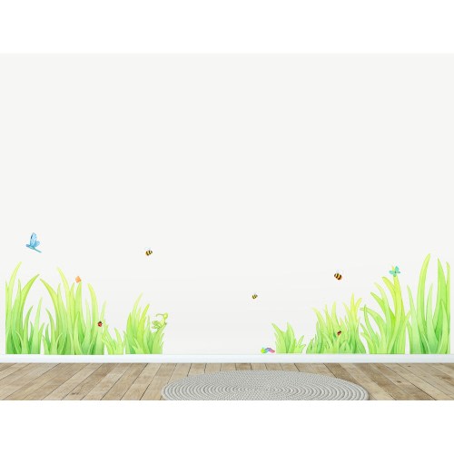 Fabric Wall Decal, Grass Wall Decal, Watercolour Meadow Wall Art, Kids Wall Stickers