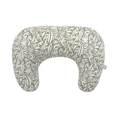 Boppy Nursing Pillow - Ergonomic Bottle & Breastfeeding Pillow, Higher, Firmer & Larger, Water-Repellent with Washable Organic Cotton Cover, Baby Safety Alliance Verified - Green Cut Out Leaves