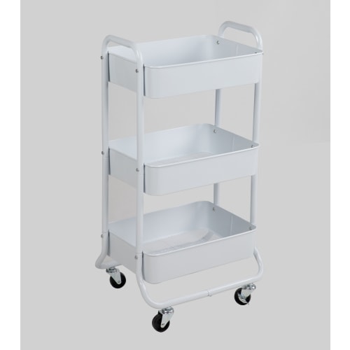 Mainstays 3 Tier Metal Utiltiy Cart Arctic White, Easy Rolling, Powder Coating, Metal Structure