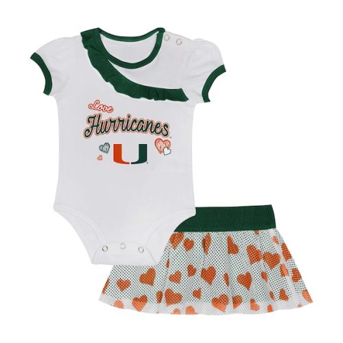 Miami Hurricanes Girls Newborn & Infant Two-Piece Love My Team Bodysuit & Skirt Set