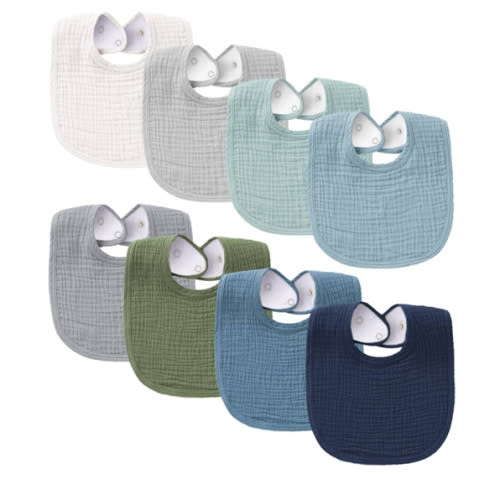Konssy Muslin Baby Bibs 8 Pack Baby Bandana Drool Bibs Cotton for Unisex Boys and Girls, Soft Absorbent Set for Teething and Drooling