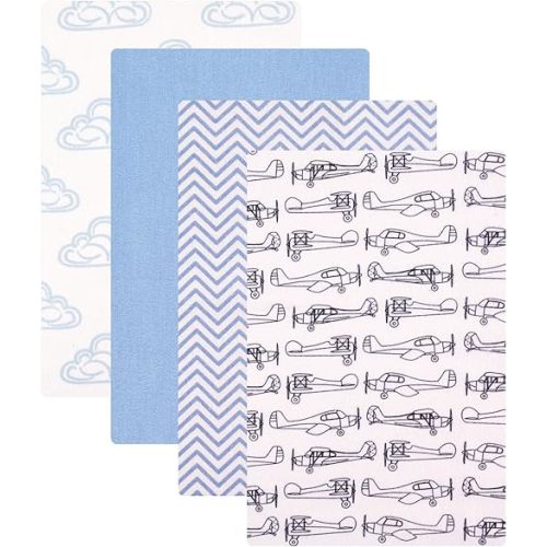 Hudson Baby Unisex Baby Cotton Flannel Receiving Blankets, Airplane, One Size
