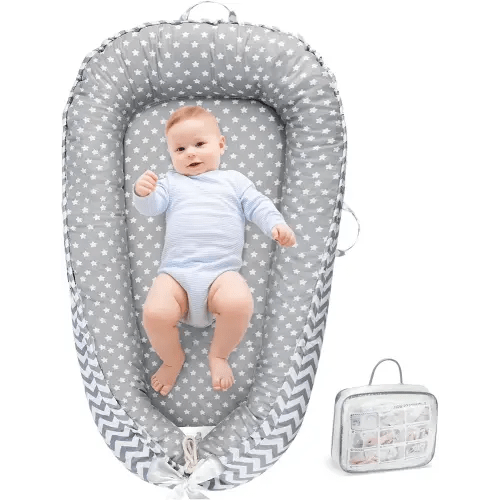 URMYWO Baby Lounger - Baby Lounger For Newborn, Breathable & Soft Baby Nest Cover Co Sleeping for baby 0-24 Months, Babies Essentials Gifts, Portable Infant Lounger Baby Floor Seat for Home and Travel