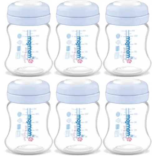 Maymom Wide-Mouth Milk Storage Collection Bottle with SureSeal Sealing Disk; Compatible with Spectra/Motif Luna/Ameda MYA/Bellababy Pumps. Can Replace Spectra S1 S2 Bottles, 6 pc (4.7Oz/140mL, 6pc)