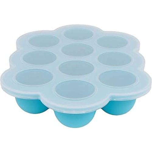 WeeSprout Silicone Freezer Tray with Clip on Lid Perfect Food Storage Container for Homemade Baby Food, Vegetable, Fruit Purees, and Breast Milk (Bright Blue, Ten 1.5 Ounce Sections)