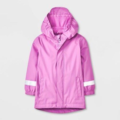 Toddler Solid Rain Coat - Cat & Jack™ Mauve 3T: Water-Resistant, Hooded, Elastic Cuffs, 2 Pockets
