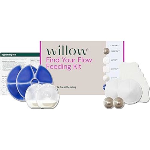 Willow Find Your Flow Feeding Kit, 13-Piece Breastfeeding Essentials Kit, Nipple Protection & Pain Relief from Common Breastfeeding Problems, Postpartum Essentials