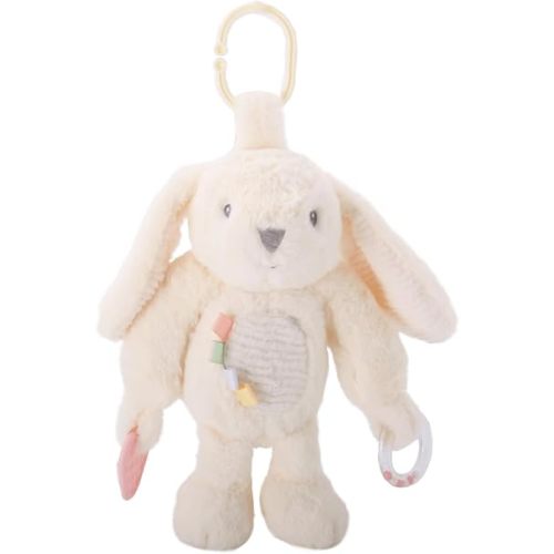 Linzy 10" Beige Bunny Baby Stroller Toy with TEETHERS and Rattle