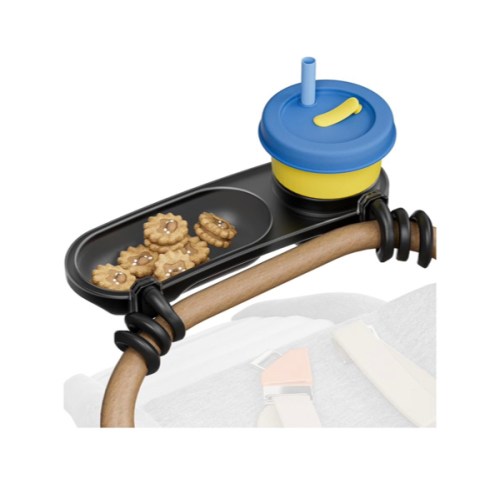 Universal Snack Tray for Stroller, Cup Holder Tray with Flexible Silicone Arm Gripper, Stays in Place Tray Attachment for Toddler & Kids, Snacking On The Go, Stroller Travel Accessories, Universal Fit