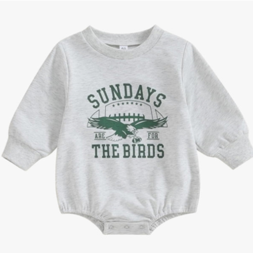 Sundays Are for The Birds Sweatshirt Romper Baby Boy Girl Oversized Sweater Bubble Romper Football Outfit 0-18M