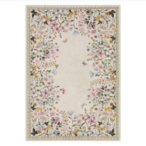 Solene Modern Blooming Floral Garden Beige Area Rug - Lahome