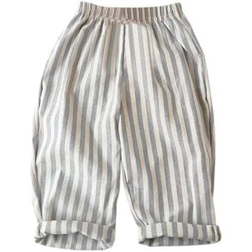 Boys Girls Cotton Linen Harem Bloomers Pants for Baby Toddler Cute Striped Bloomer Elastic Basic Harem Pants Joggers