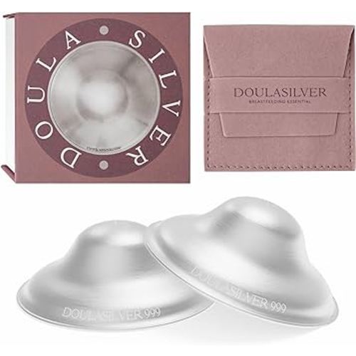 Doulasilver The Original Silver Nursing Cups - Breastfeeding Essentials - Nipple Shield - Breast Feeding - 999 Pure Silver - Nipple Shields for Nursing Newborn - Newborn Essentials Must-Haves