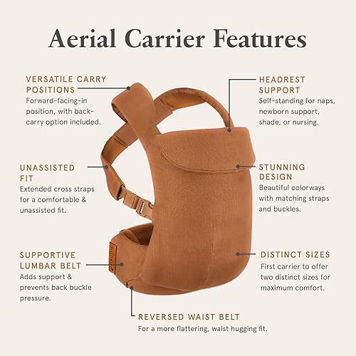 WildBird - Aerial Carrier - 7 to 45 lbs - for Moms, Dads & Caregivers - 100% Natural European Linen Fibers - Versatile & Adjustable - Small Size - Sparrow Fabric