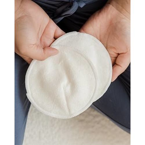 Kindred Bravely Organic Reusable Nursing Pads, Washable, for Breastfeeding & Leaking with Carry Bag, 10 Pack 4.5" D