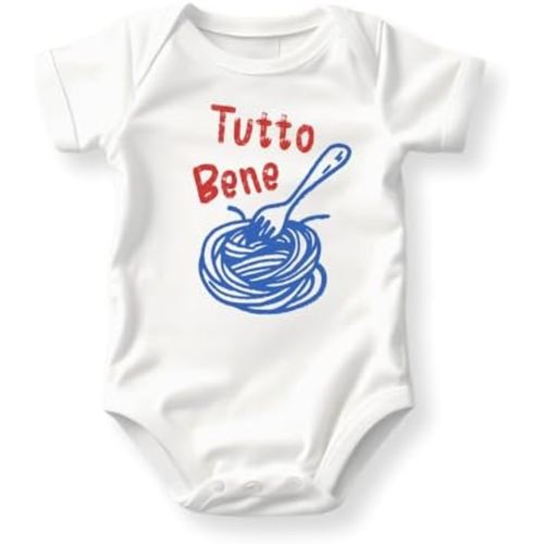 Tutto Bene Pasta Baby Bodysuit, Italian Pasta Lovers Outfit for Children, Spaghetti Graphic Shirt