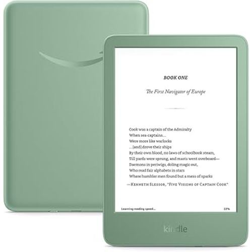 Amazon Kindle 16 GB (newest model) - Lightest and most compact Kindle, now with faster page turns, and higher contrast ratio, for an enhanced reading experience - Matcha