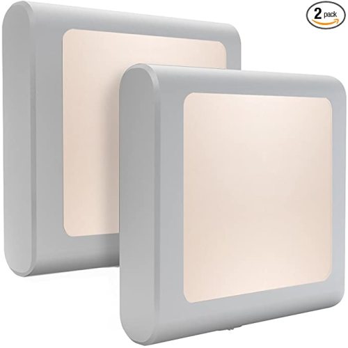 MAZ-TEK Plug-in Led Night Light with Auto Dusk to Dawn Sensor,Adjustable Brightness Warm White Lights for Hallway,Bedroom, Kids Room, Kitchen, Stairway, 2 Pack