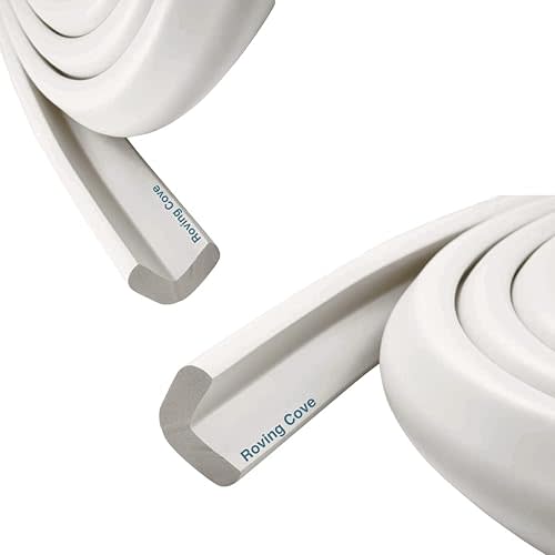 Roving Cove Edge Protector for Baby (12ft Large Edge Only), Hefty-Fit Heavy-Duty Soft Foam Furniture Edge Bumper Guards, Desk Edge Cushion, Wall Corner Covers, 3M Adhesive, Oyster White (Off White)