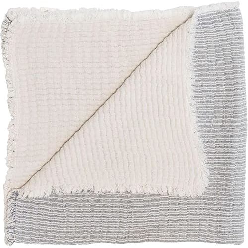 Crane Baby Shoreline Stripe Blanket, Soft Cotton Nursery and Stroller Blanket, 100% Cotton, 36" x 36"