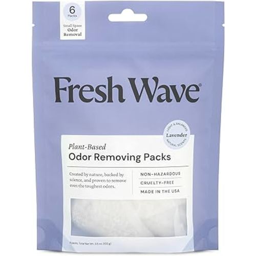 Fresh Wave Lavender Odor Eliminating & Deodorizing Packs | Bag of 6 | Safer Odor Relief for Small Spaces | Natural Plant-Based Odor Eliminator | Odor Absorbers for Home