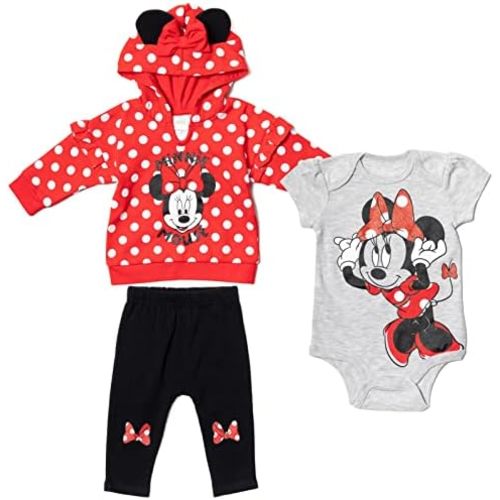 Disney Classics Winnie the Pooh Mickey Mouse Baby Hoodie Bodysuit and Pants 3 Piece Outfit Set (Newborn - 24 Months)