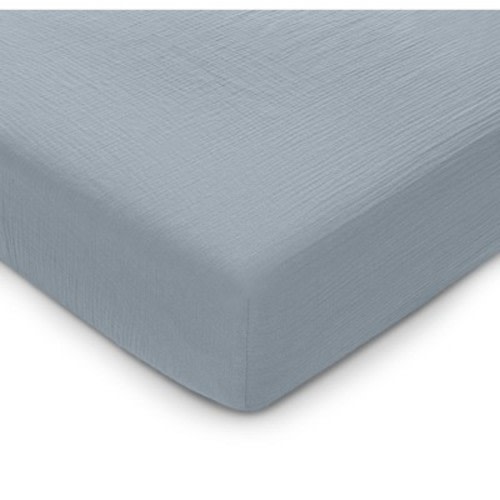 Muslin Fitted Crib Sheet, Extra Soft 100% Muslin Cotton Crib Sheets for Standard Crib and Toddler Mattresses by Comfy Cubs, Color: Pacific blue