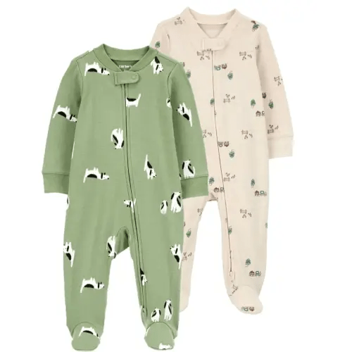 9M Baby 2-Pack 2-Way Zip Cotton Sleep & Play Pajamas | Carter's