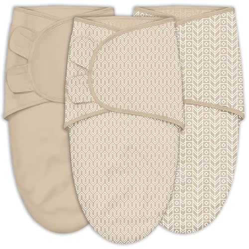 SWEET DOLPHIN 3-Pack Baby Swaddle Sleep Sacks - Newborn Swaddle Blanket with Soft Cotton - Ergonomic Wrap for Boys and Girls, 0-3 Months, Brown