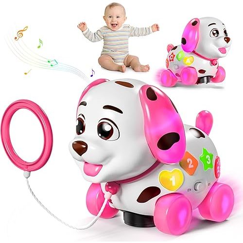 Grasili Musical Bilingual Puppy Toys for 1 Year Old Girl Gifts, First 1st Birthday Girl Gifts for 1 Year Old Toy, Learning Educational Baby Toy 6-12-18 Months
