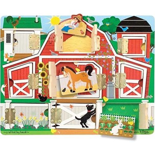 Melissa & Doug Hide and Seek Farm Wooden Activity Board with Barnyard Animal Magnets