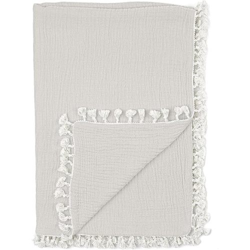 Crane Baby Muslin Swaddle Blanket, Soft Cotton Lightweight Nursery and Stroller Blanket for Baby Boys & Girls, Moonstone, 30" x 40"