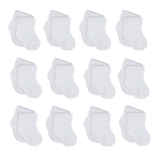 12-Pack Baby Neutral White Jersey Cuffed Bootie Socks – Gerber Childrenswear