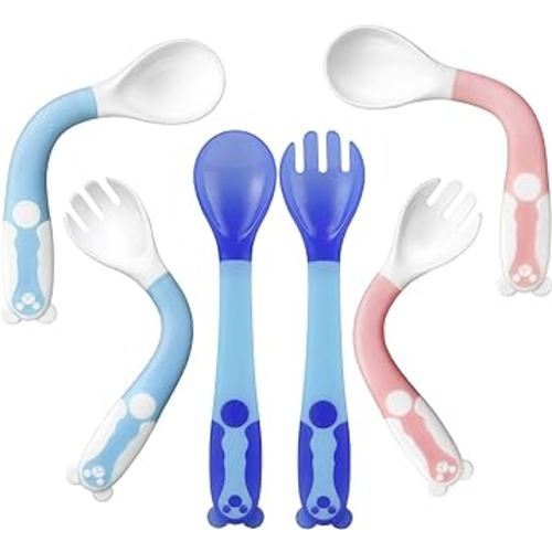 PandaEar Baby Bendable Utensils Spoons| Training Learning Feeding for Kids Toddlers Children and Infants| BPA Free 3 Sets| Great Gift Set | Easy Grip Fork Tableware