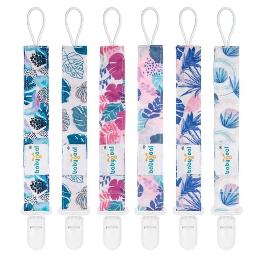 Babygoal Hawaii Pacifier Clips, 6 Pack Binky Paci Holder Clips and Leash for Boys and Girls Fits for Most Pacifier, Binkie Styles & Baby Teethers & Toys and Gift 6PS25