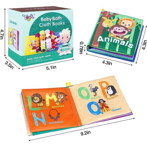 Baby Bath Books, Nontoxic Fabric Soft Baby Cloth Books, Early Education Toys, Waterproof Baby Books for Toddler, Infants Perfect Shower Toys, Kids Bath Toys Birthday Gift (Pack of 8) - 8PCS