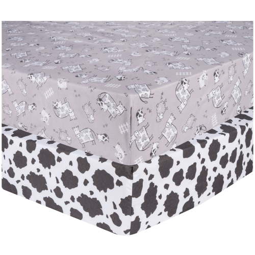 Sammy & Lou Infant Fitted Crib Sheets, Cottage Cow 2-Pack