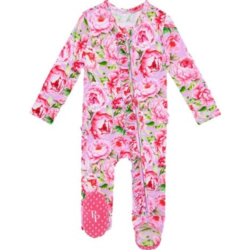 Francoise Peony Print Ruffle Footie, 0-3M